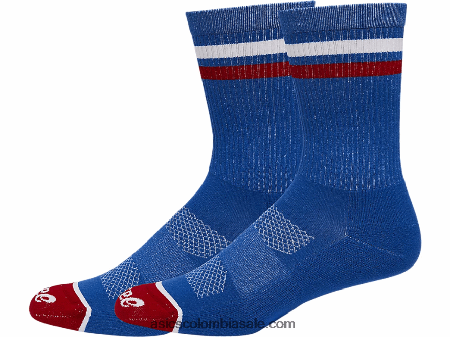 Asics calcetines de tripulación ee. azul eléctrico/rojo eléctrico 20X82N1288