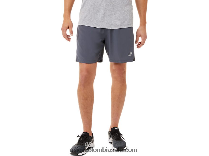 hombres Asics 7 en 2 en 1 corto gris portador/negro rendimiento 20X82N1904
