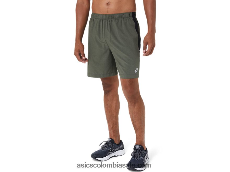 hombres Asics 7in pr lyte corto manto verde htr/perf negro 20X82N1022
