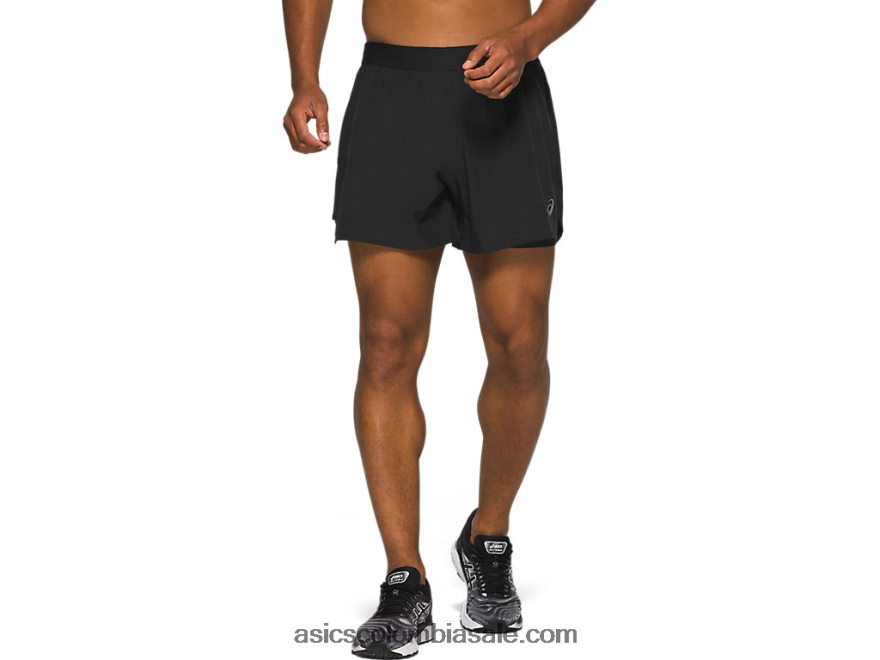 hombres Asics camino 2-n-1 5en resumen rendimiento negro 20X82N1969