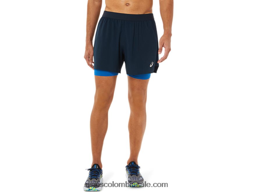 hombres Asics camino 2-n-1 5en resumen unidad de azul francés/lago 20X82N1534