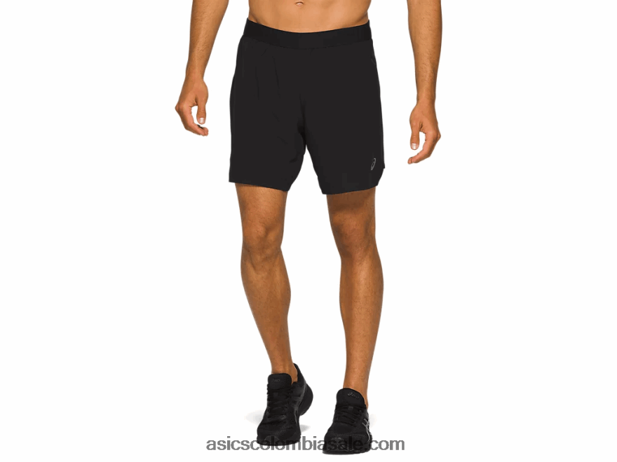 hombres Asics camino 2-n-1 7en resumen rendimiento negro 20X82N2100