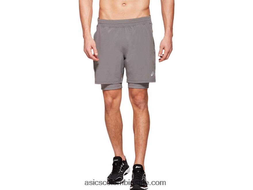 hombres Asics fietro 7in 2n 1 corto carbón 20X82N1994