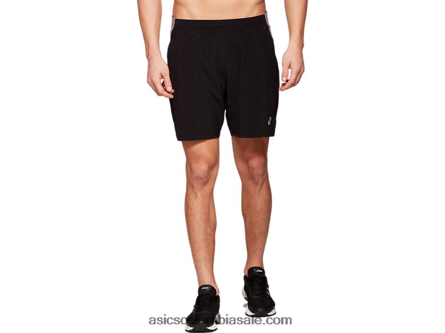 hombres Asics fietro 7in 2n 1 corto rendimiento negro 20X82N1997