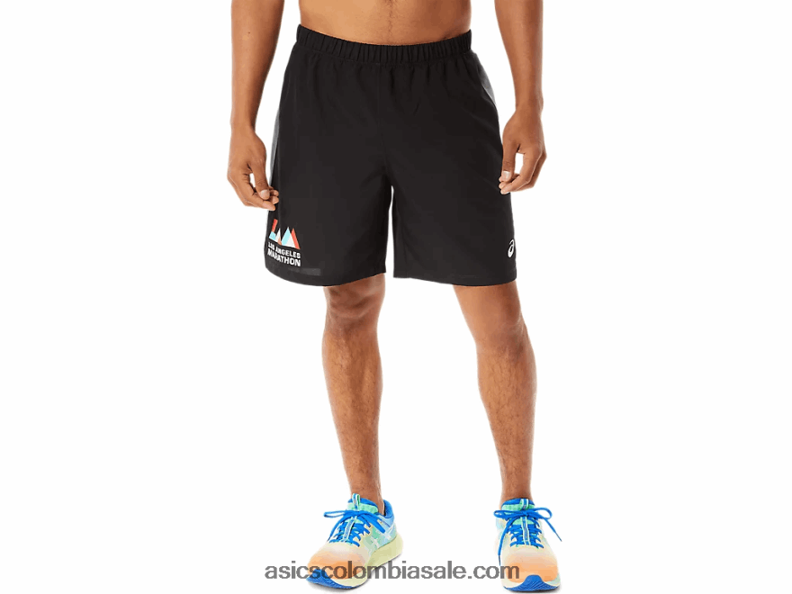 hombres Asics lam corto listo para usar de 7 pulgadas rendimiento negro 20X82N1344