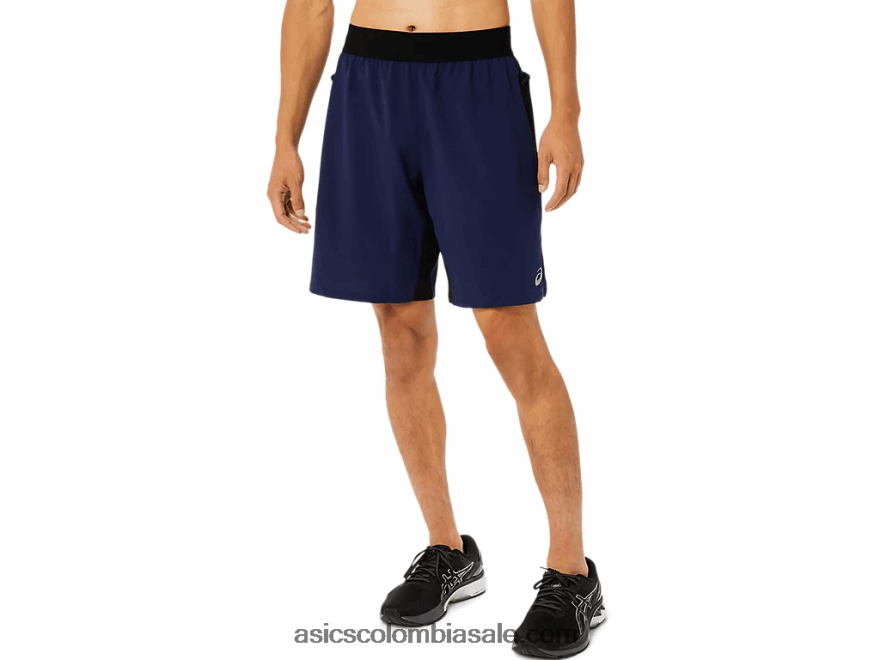 hombres Asics mezclador de 9 pulgadas corto chaquetón/negro rendimiento 20X82N1763