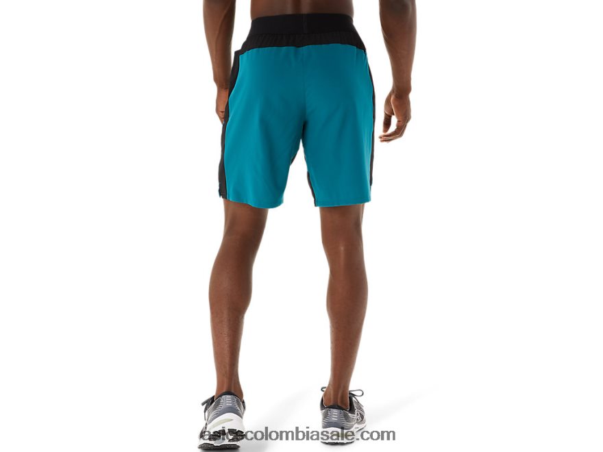 hombres Asics mezclador de 9 pulgadas corto pino terciopelo/negro rendimiento 20X82N1052