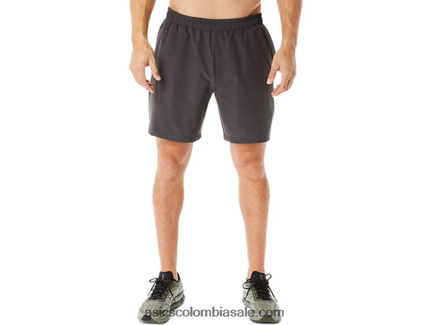 hombres Asics pantalón corto tejido de 7 pulgadas gris obsidiana 20X82N953