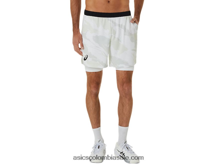 hombres Asics partido gráfico 7 en breve blanco brillante 20X82N476