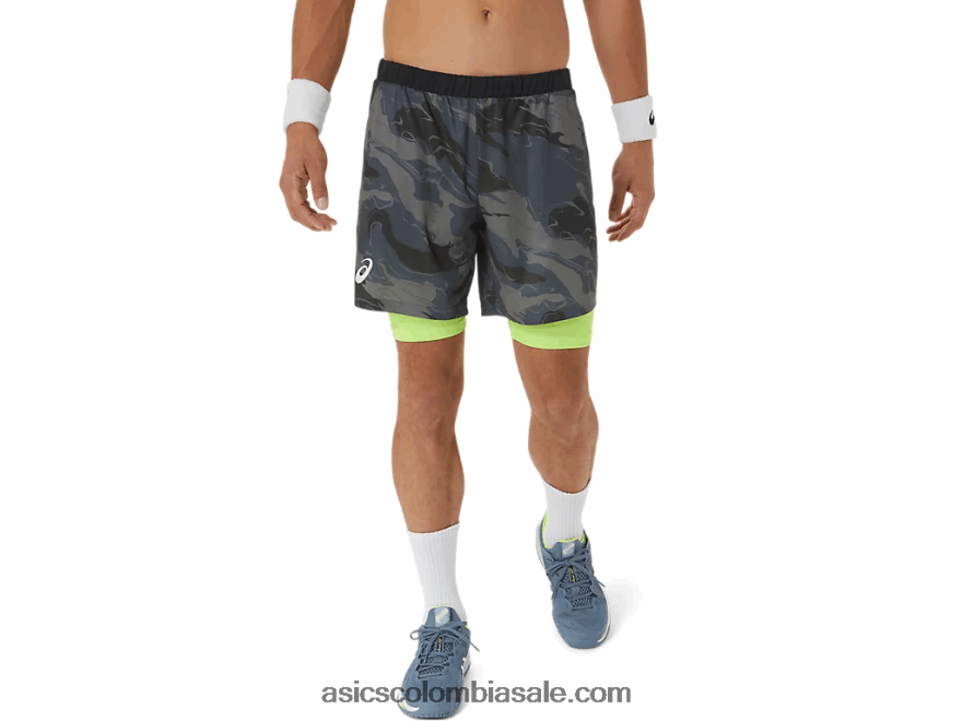 hombres Asics partido gráfico 7 en breve transportador gris 20X82N506