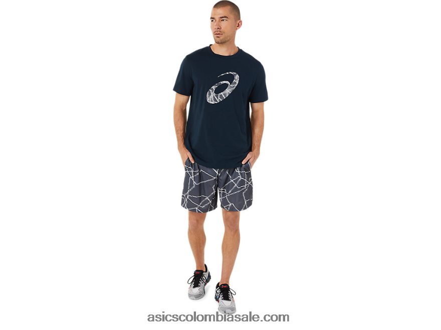 hombres Asics shorts con estampado integral de temporada transportador gris 20X82N1436