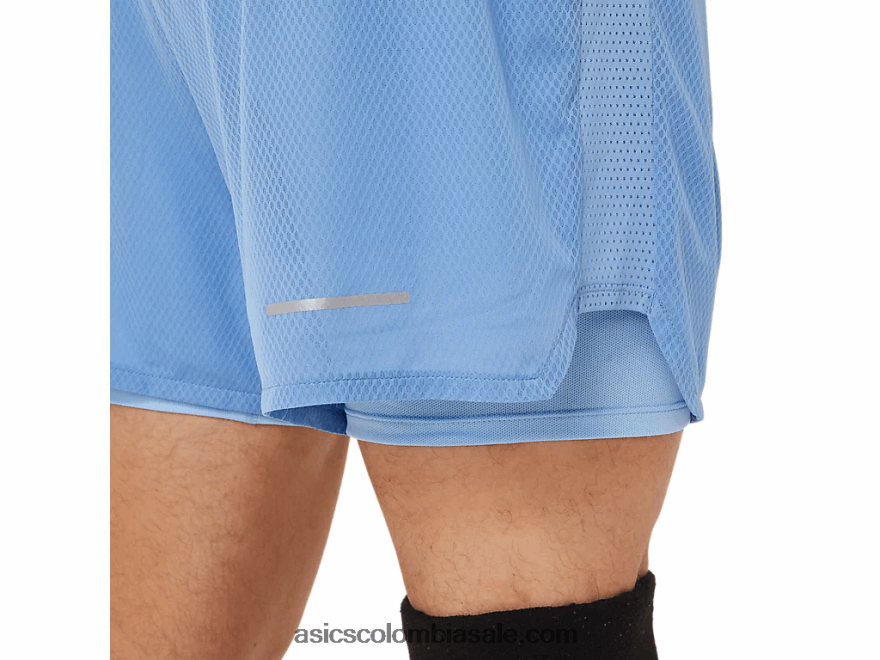 hombres Asics ventilar 2-n-1 5in corto armonía azul/bienaventuranza azul 20X82N1322