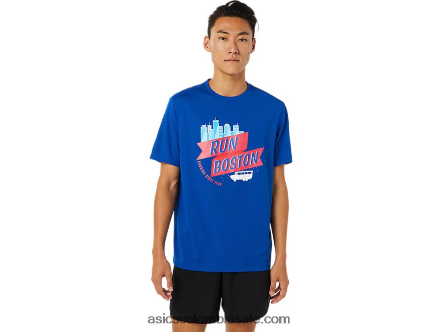 hombres Asics bos ready-set manga corta ii azul 20X82N1698