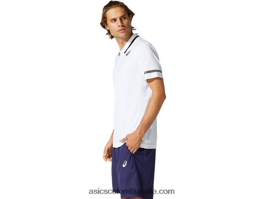 hombres Asics camisa polo blanco brillante 20X82N1965