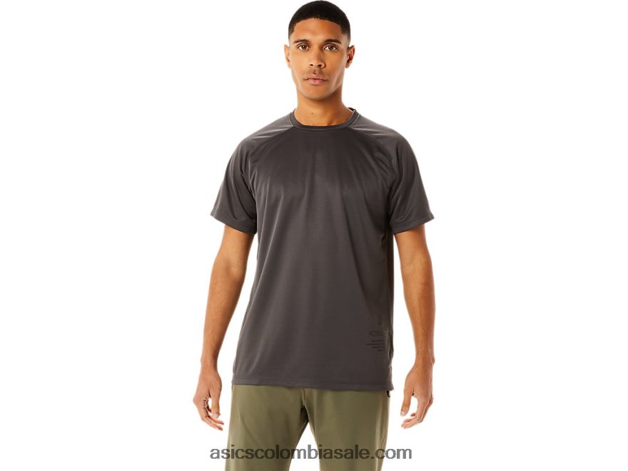 hombres Asics camiseta activa de manga corta gris obsidiana 20X82N763