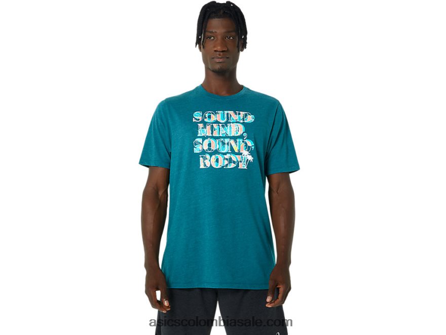 hombres Asics camiseta con eslogan de hibisco brezo de pino de terciopelo 20X82N798