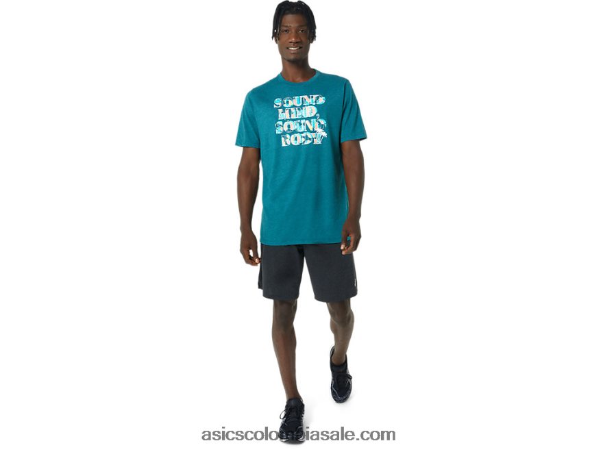 hombres Asics camiseta con eslogan de hibisco brezo de pino de terciopelo 20X82N798