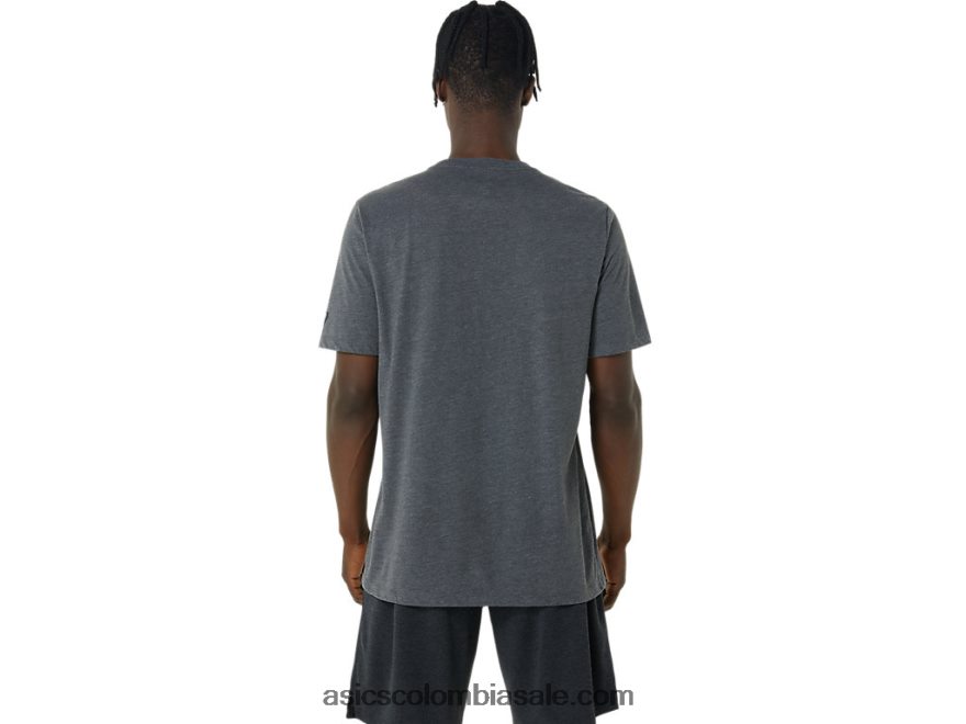 hombres Asics camiseta con gráfico de voleibol brezo gris oscuro 20X82N878