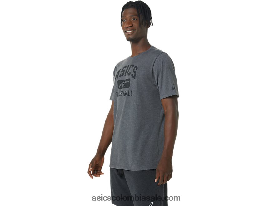 hombres Asics camiseta con gráfico de voleibol brezo gris oscuro 20X82N878