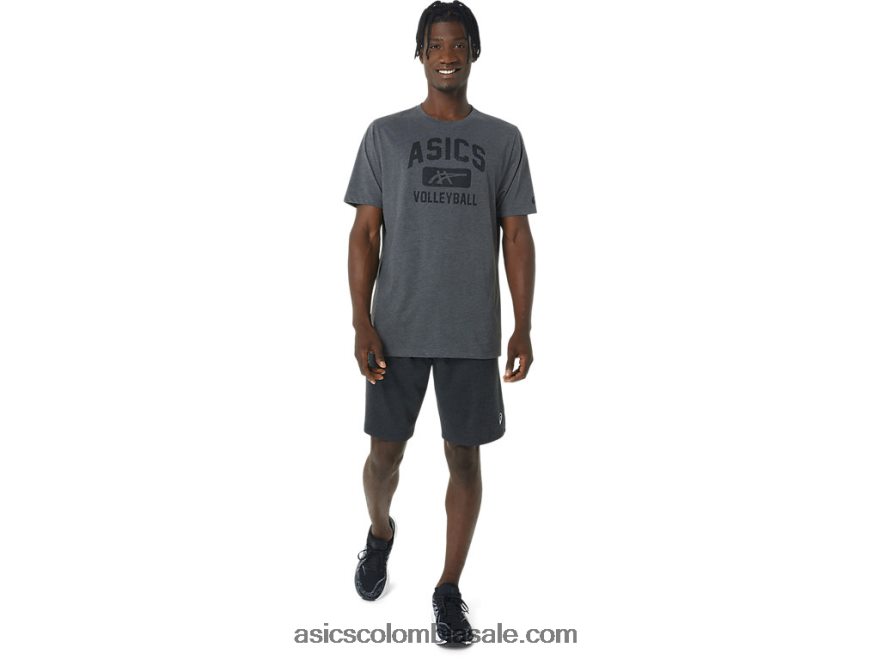 hombres Asics camiseta con gráfico de voleibol brezo gris oscuro 20X82N878