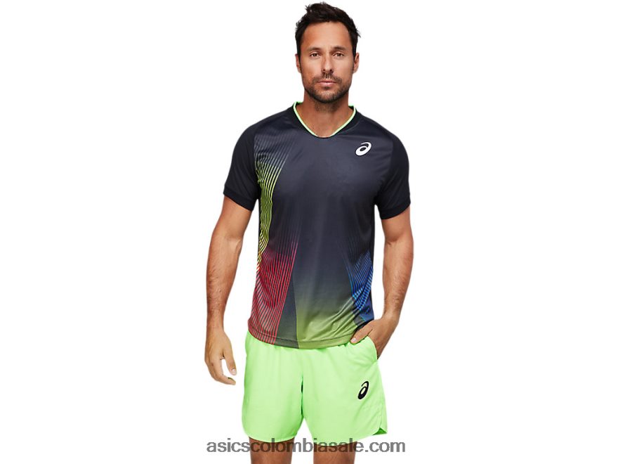 hombres Asics camiseta con gráfico del partido rendimiento negro 20X82N1830