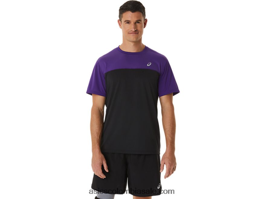 hombres Asics camiseta de carrera de manga corta mermelada de uva/negro rendimiento 20X82N891