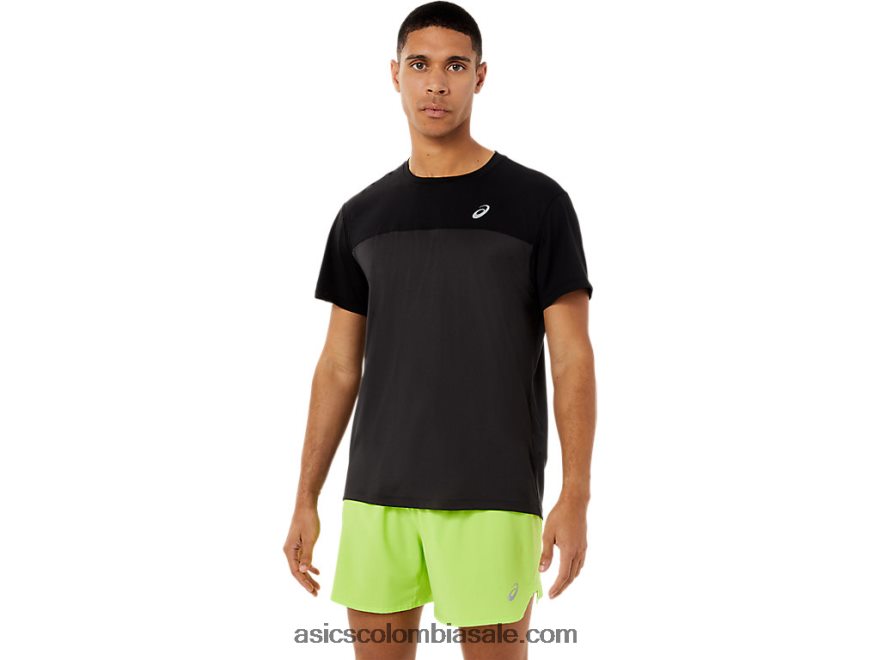 hombres Asics camiseta de carrera de manga corta rendimiento negro/gris grafito 20X82N1396