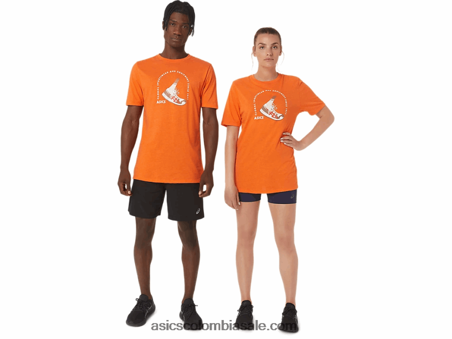 hombres Asics camiseta de manga corta 1977 global sportswear brezo de caléndula 20X82N1268