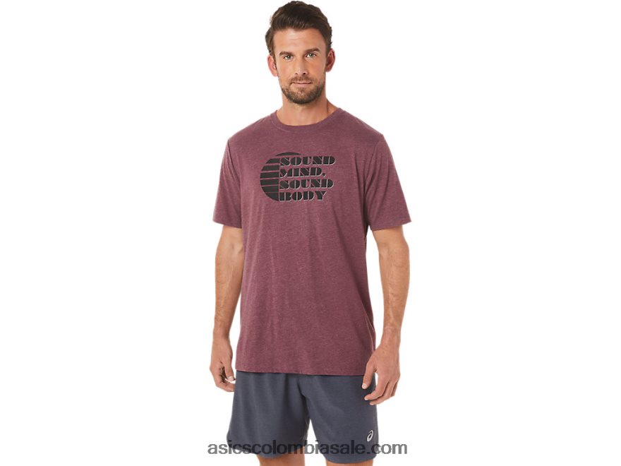 hombres Asics camiseta de manga corta con eslogan Brezo profundo de Marte 20X82N1607