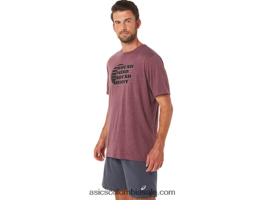 hombres Asics camiseta de manga corta con eslogan Brezo profundo de Marte 20X82N1607