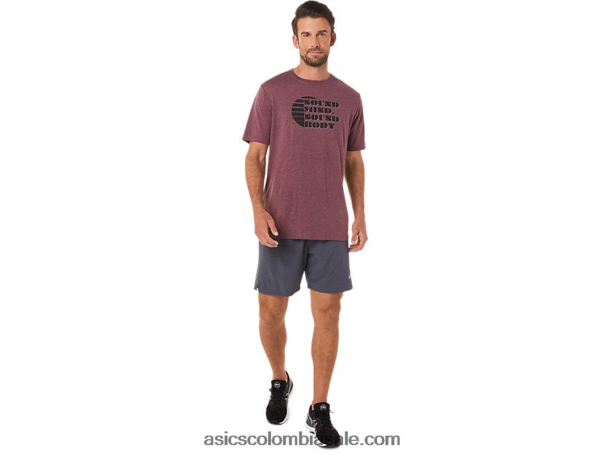 hombres Asics camiseta de manga corta con eslogan Brezo profundo de Marte 20X82N1607
