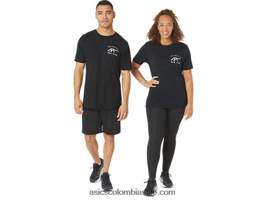 hombres Asics camiseta de manga corta con logo pequeño luminoso de orco rendimiento negro 20X82N800