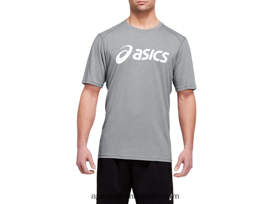 hombres Asics camiseta de manga corta de entrenamiento triblend yeso jaspeado/blanco 20X82N1987