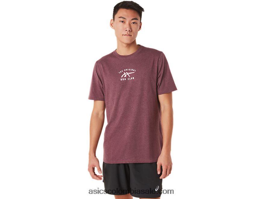 hombres Asics camiseta de manga corta del club de carrera Brezo profundo de Marte 20X82N1462