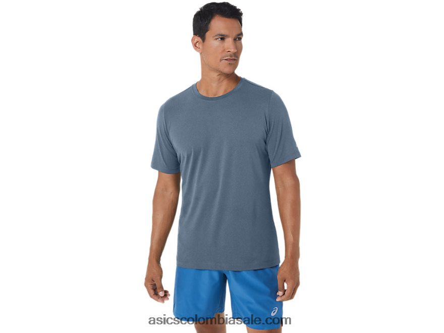 hombres Asics camiseta de manga corta hthr tech brezo azul acero 20X82N160