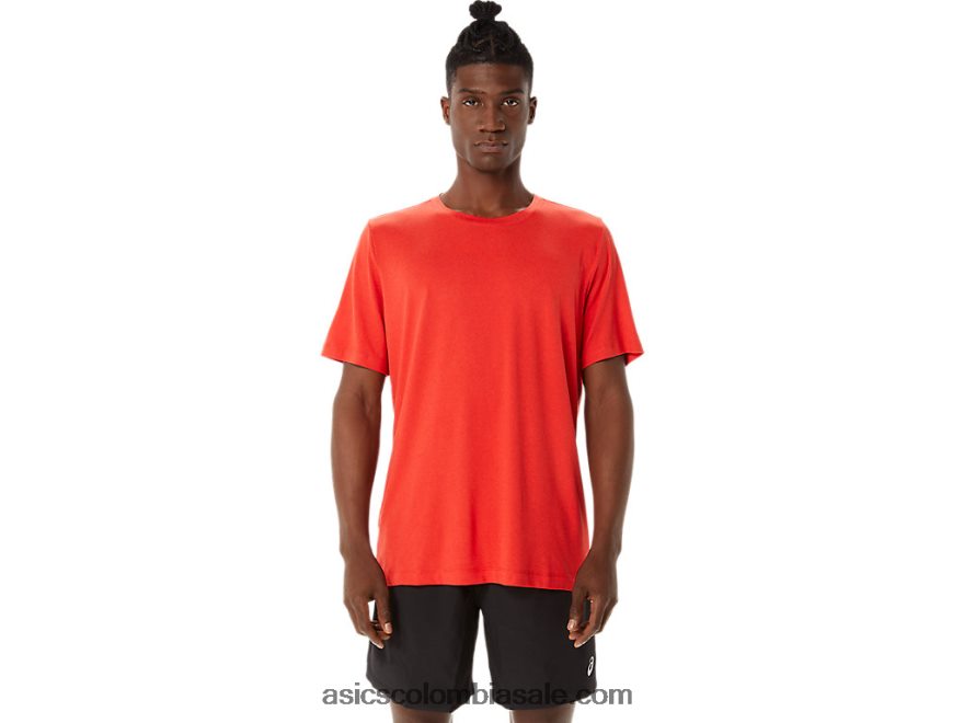 hombres Asics camiseta de manga corta hthr tech brezo rojo fuego 20X82N1422