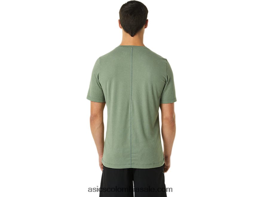 hombres Asics camiseta de manga corta hthr tech brezo verde liquen 20X82N1442