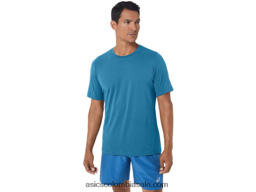 hombres Asics camiseta de manga corta hthr tech isla azul brezo 20X82N170