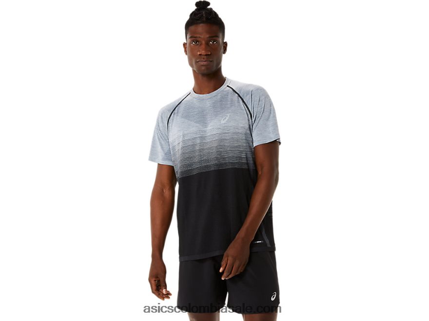 hombres Asics camiseta de manga corta sin costuras negro rendimiento/gris portador 20X82N1127