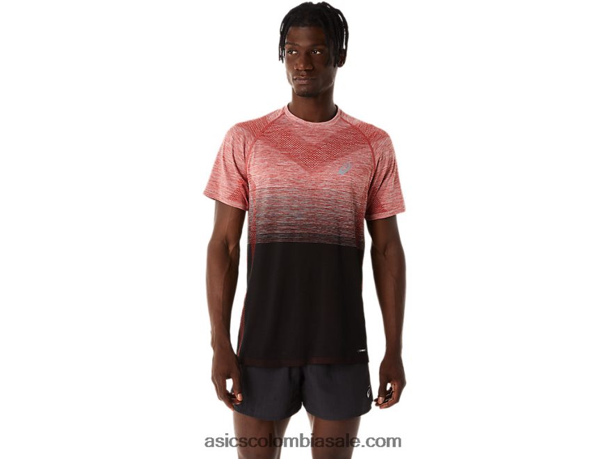 hombres Asics camiseta de manga corta sin costuras rendimiento negro/latte especiado 20X82N119