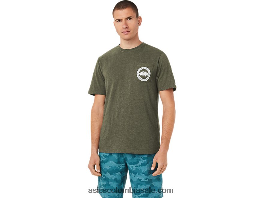 hombres Asics camiseta de montaña de 1977 lienzo de oliva 20X82N1080