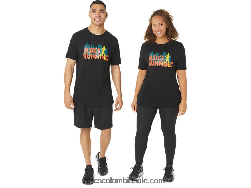 hombres Asics camiseta de trail run de hoja perenne rendimiento negro 20X82N1059