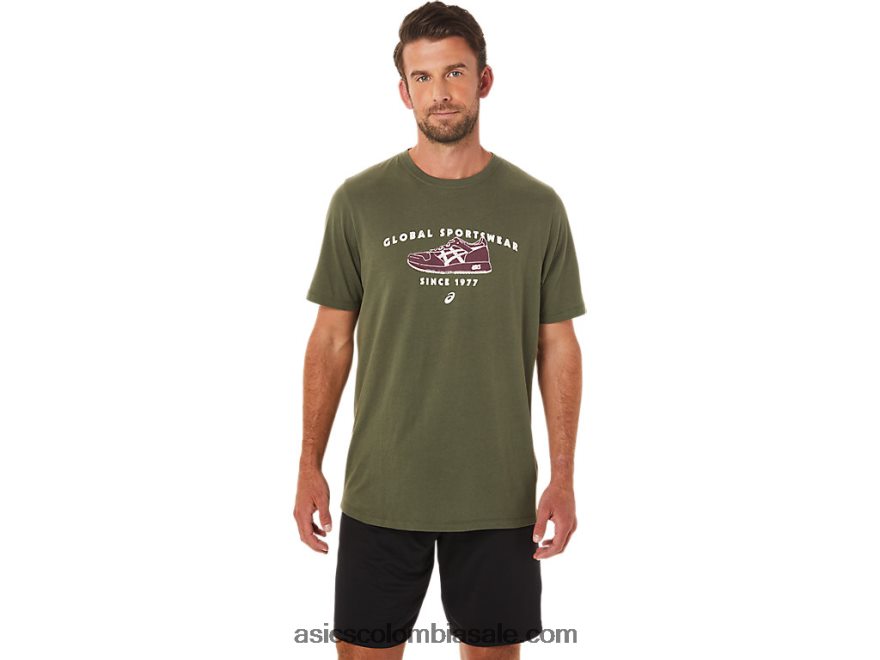 hombres Asics camiseta deportiva de 1977 lienzo de oliva 20X82N1654