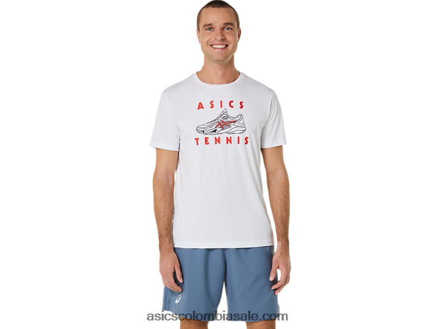 hombres Asics camiseta gráfica con zapatos de salón blanco brillante 20X82N534