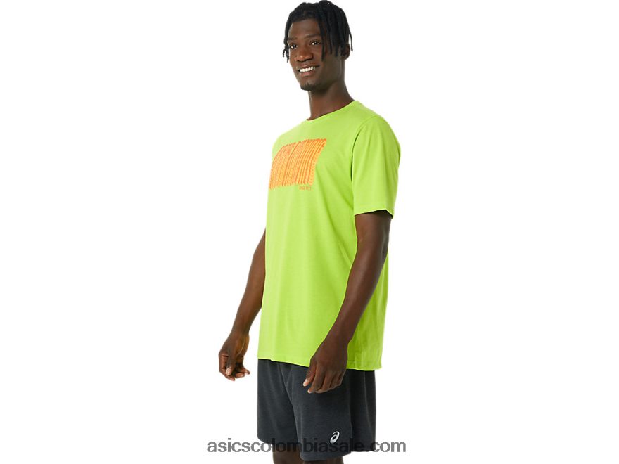 hombres Asics camiseta larga con logo abstracto cáscara de limón 20X82N1033