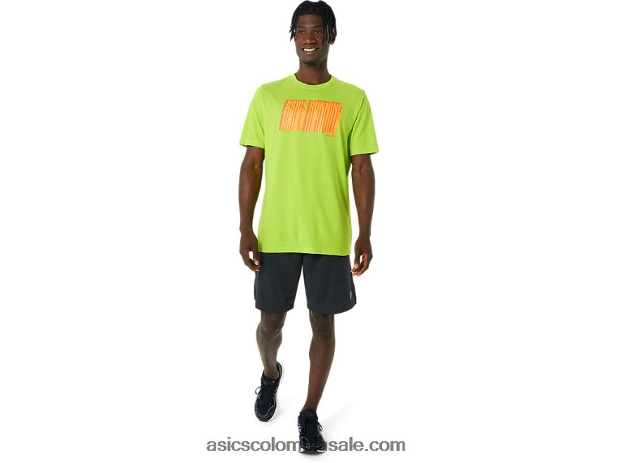 hombres Asics camiseta larga con logo abstracto cáscara de limón 20X82N1033