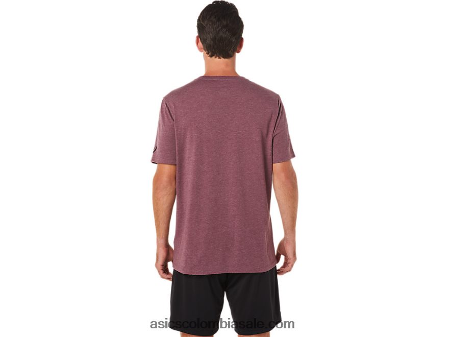 hombres Asics camiseta manga corta pincel Brezo profundo de Marte 20X82N2078