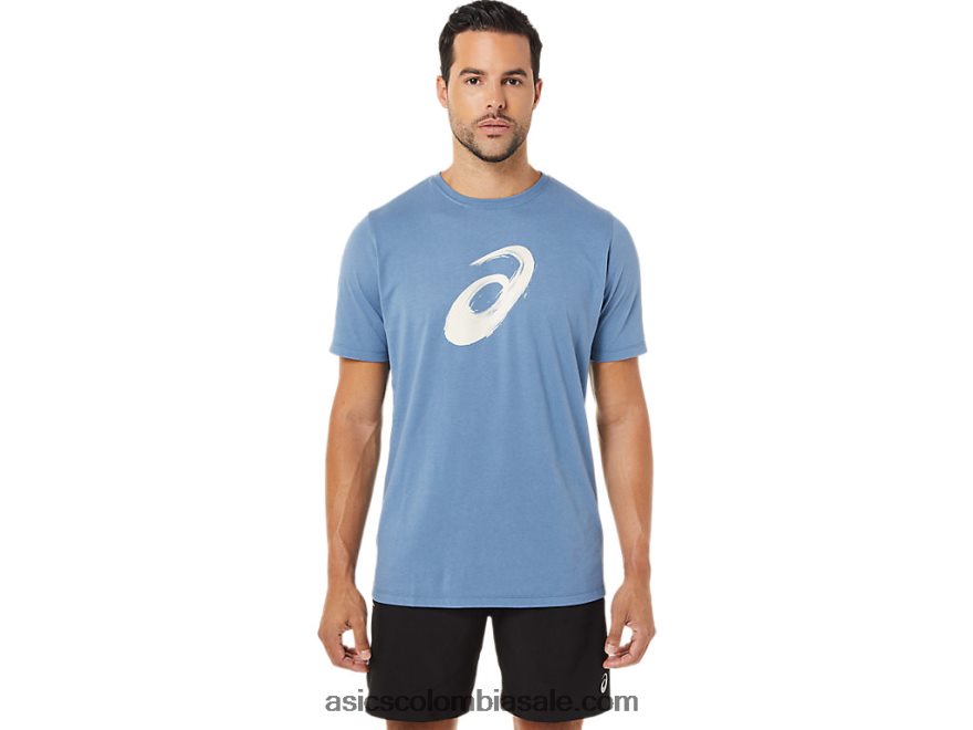hombres Asics camiseta manga corta pincel tormenta azul 20X82N1742