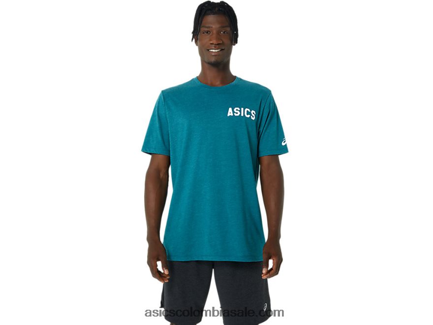hombres Asics camiseta rayas amanecer brezo de pino de terciopelo 20X82N831
