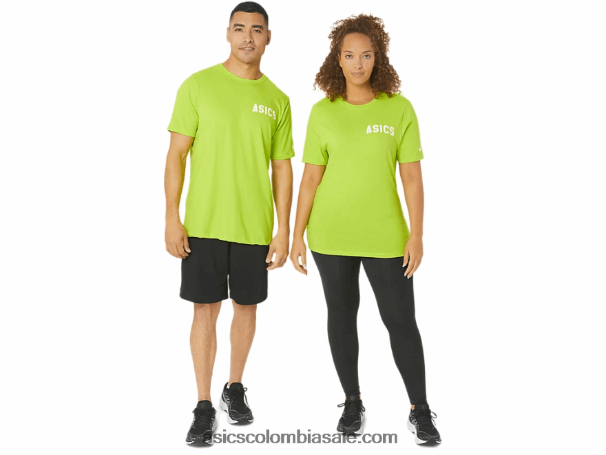 hombres Asics camiseta rayas amanecer cáscara de limón 20X82N142